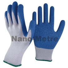 NMSAFETY grey polycotton coated blue latex gloves